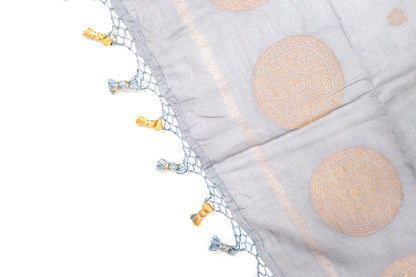 Charcoal Grey Mandala Zari Banarasi Moonga Silk Dupatta