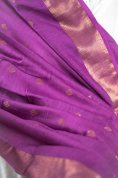 Plum Diamond Zari Booti Banarasi Moonga Silk Dupatta