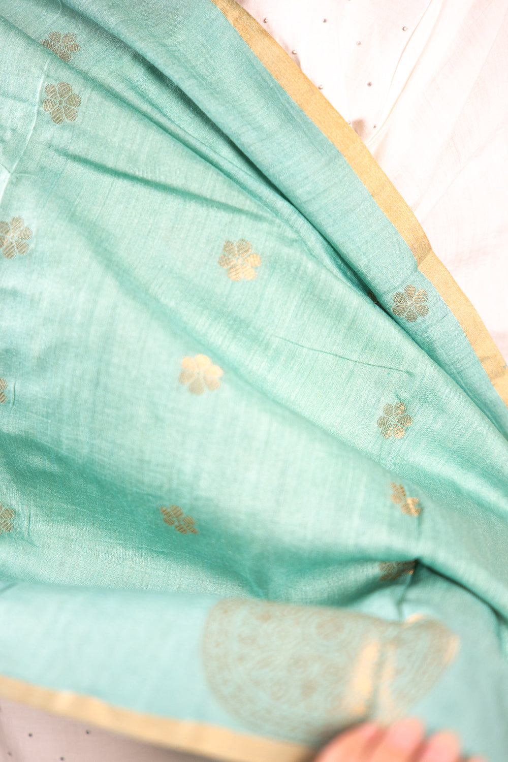 Sea Green Mandala Zari Banarasi Moonga Silk Dupatta