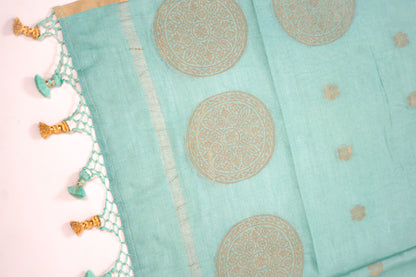 Sea Green Mandala Zari Banarasi Moonga Silk Dupatta