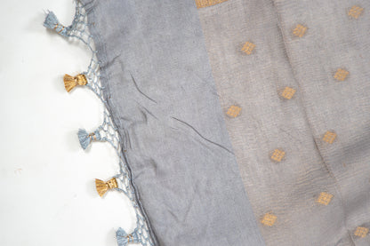 Midnight Blue Gold Zari Booti Banarasi Moonga Silk Dupatta