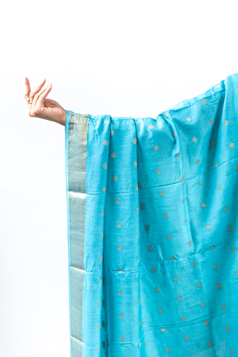Sky Blue Diamond Zari Booti Banarasi Moonga Silk Dupatta