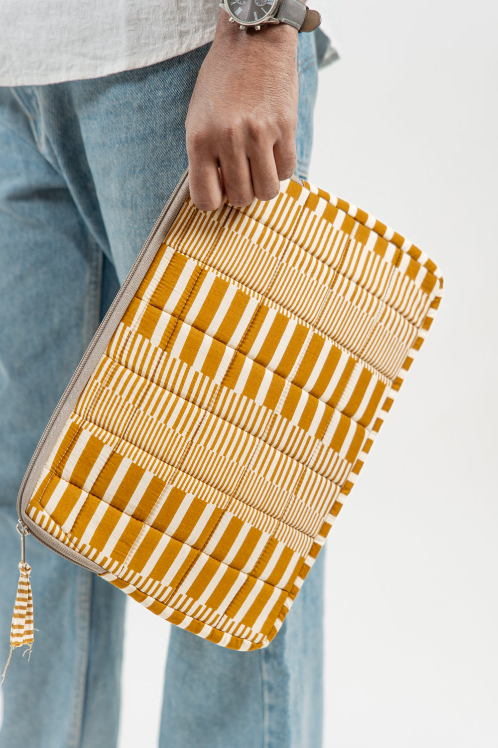 Ochre Yellow Geometric 3-Piece Laptop Bag Set
