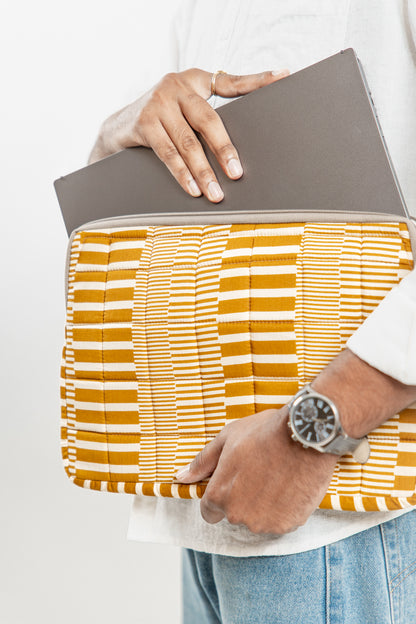 Ochre Yellow Geometric 3-Piece Laptop Bag Set