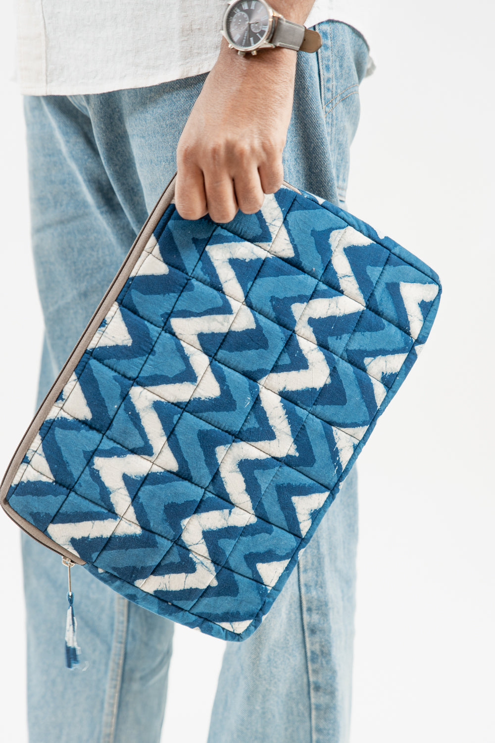 Indigo Blue Batik Chevron 3-Piece Laptop Bag Set
