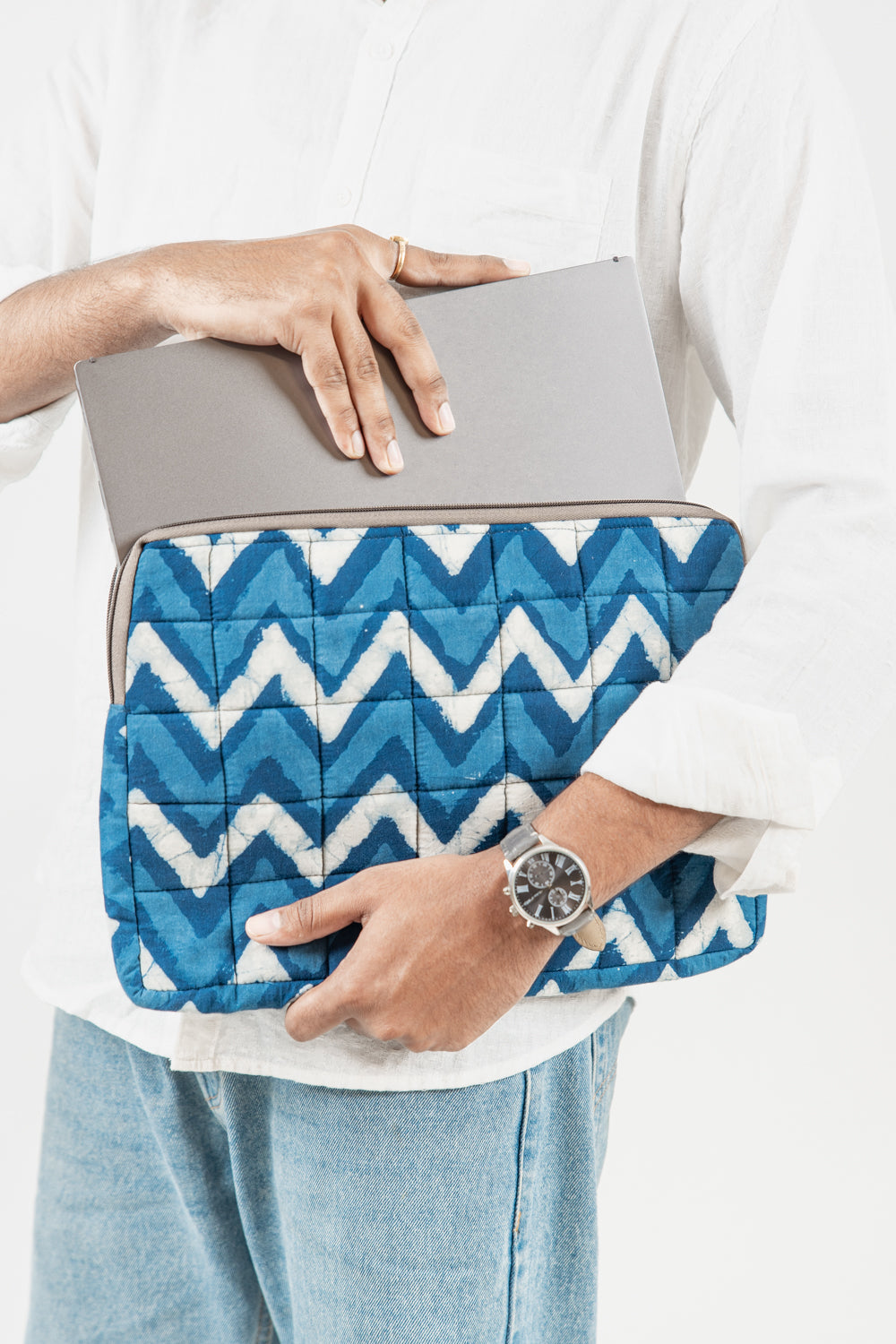 Indigo Blue Batik Chevron 3-Piece Laptop Bag Set