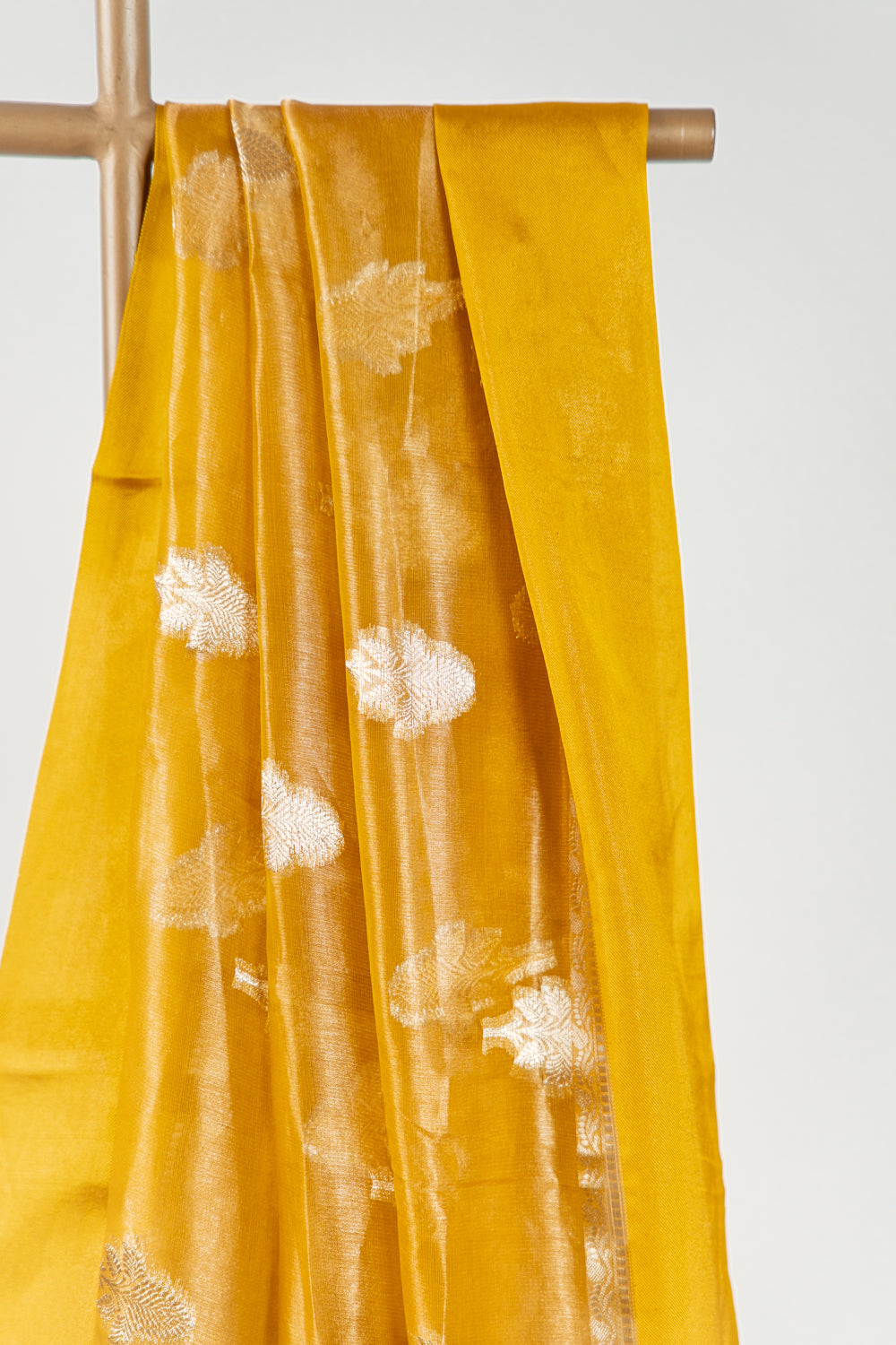 Mustard yellow Tissue Silk Saree