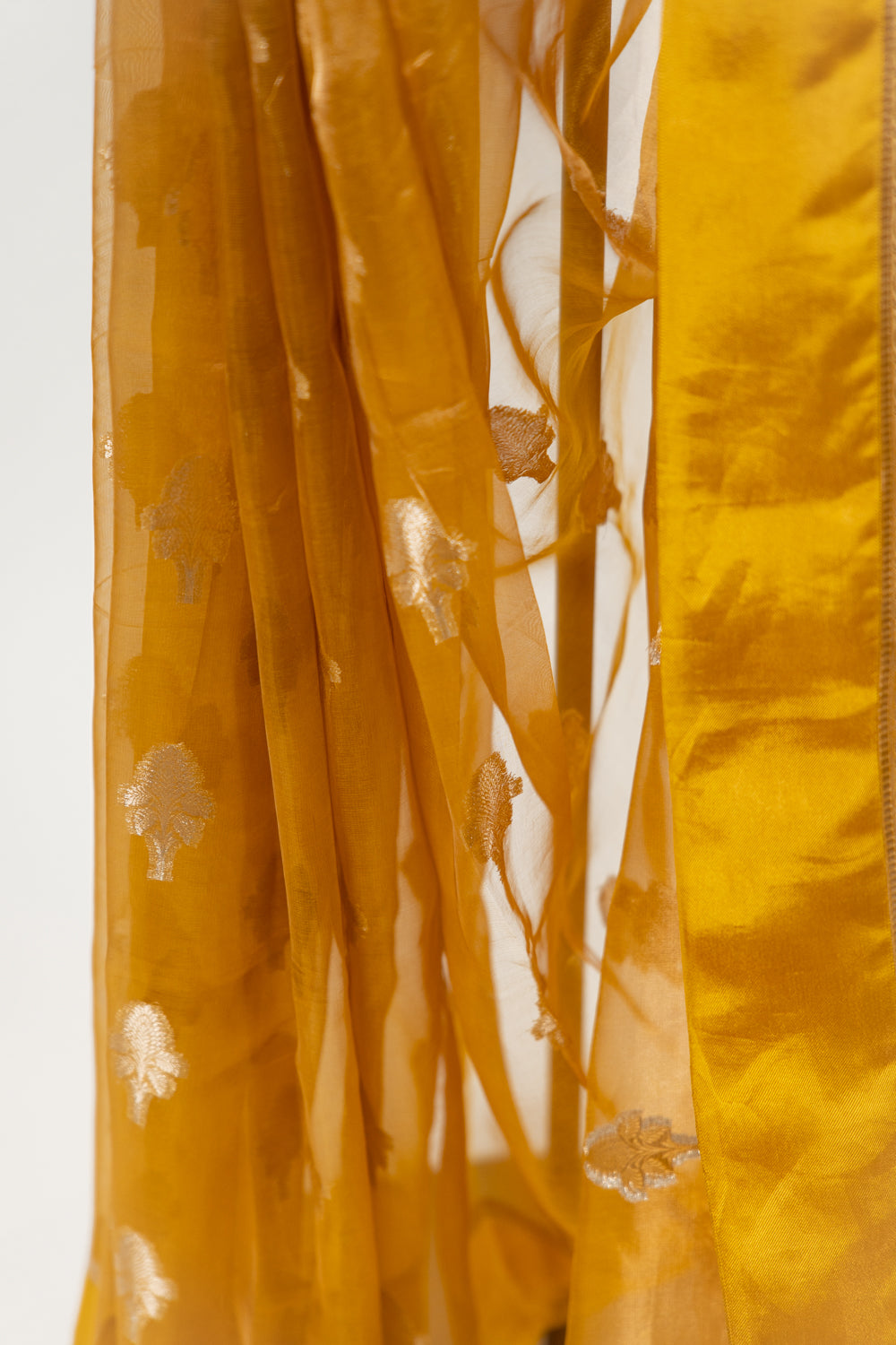 Mustard yellow Tissue Silk Saree