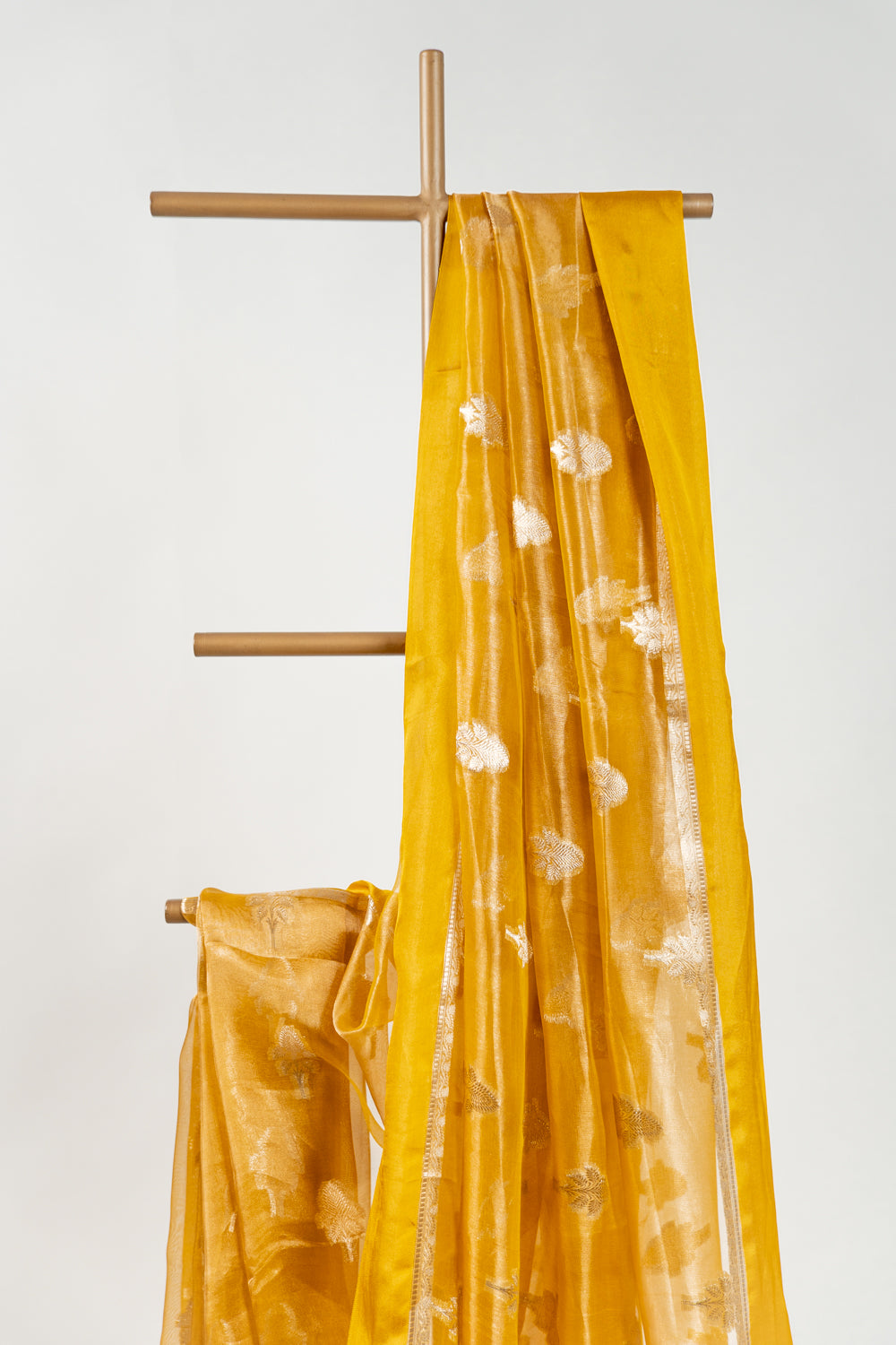 Mustard yellow Tissue Silk Saree