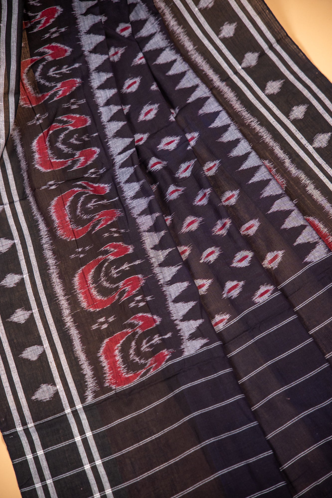 Handwoven Royal Blue Sambalpuri Cotton Saree with Heritage Ikat Design