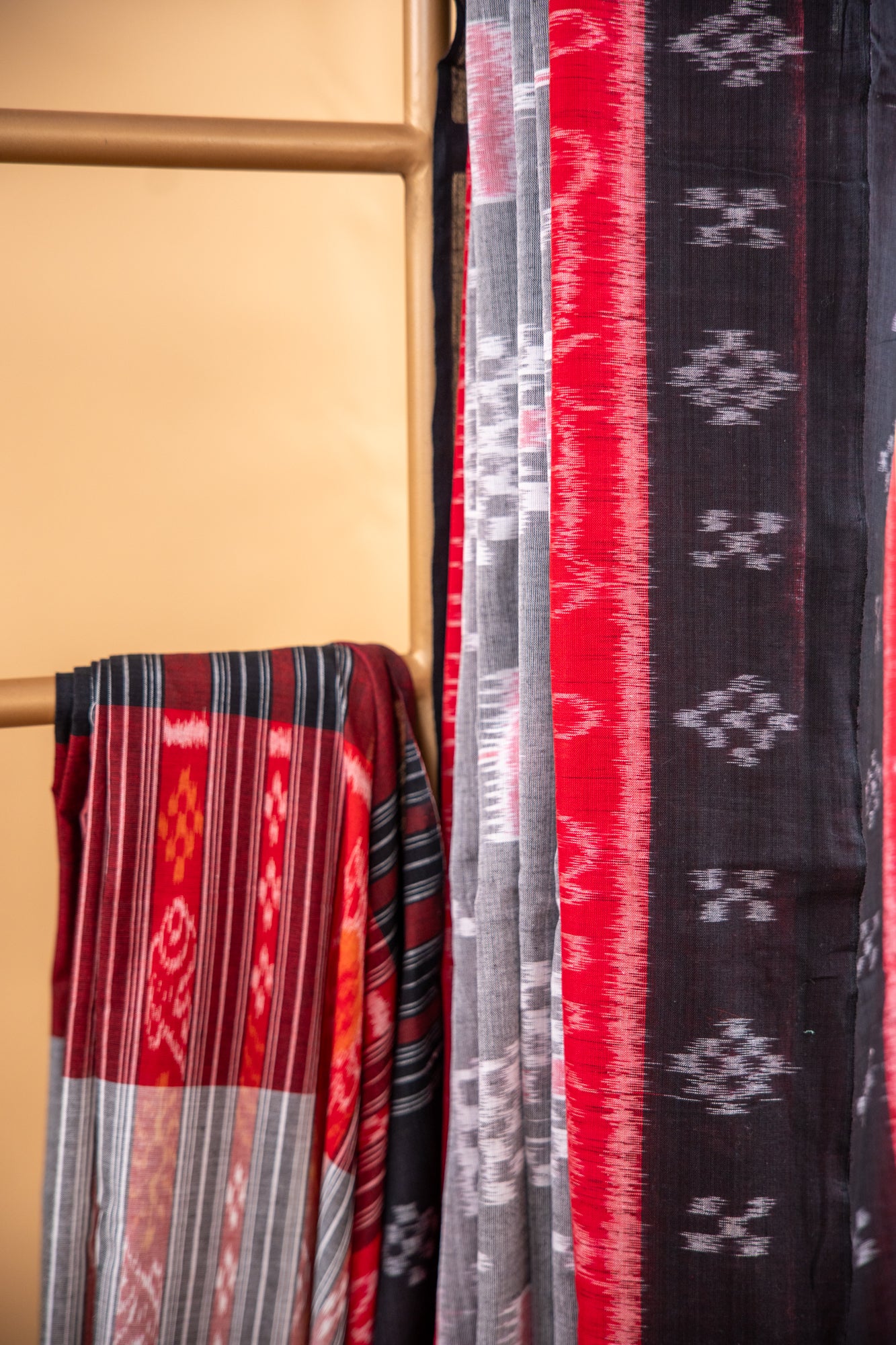 Charcoal Grey Sambalpuri Cotton Handloom Saree with Village & Elephant Motifs | Atulyakarigari