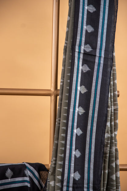 Sage Green Sambalpuri Cotton Saree | Atulya Karigari