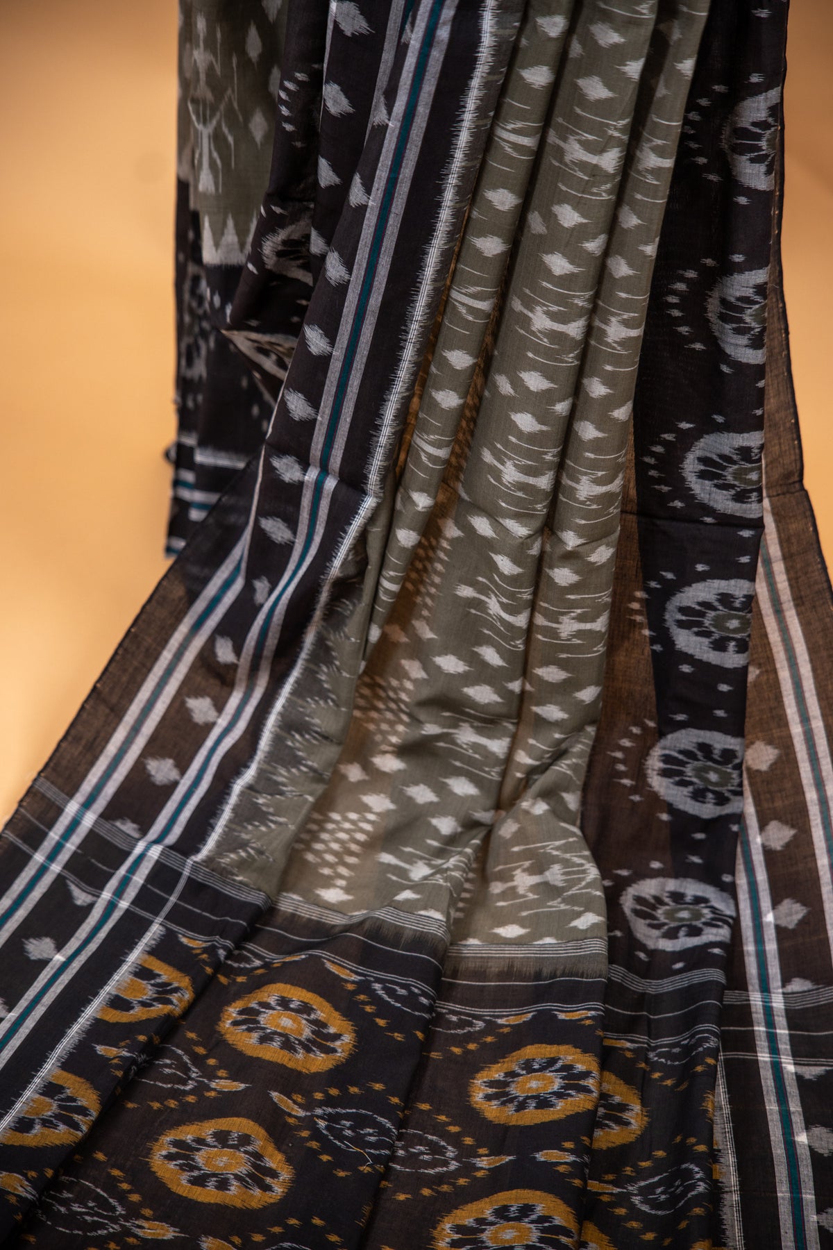 Sage Green Sambalpuri Cotton Saree | Atulya Karigari