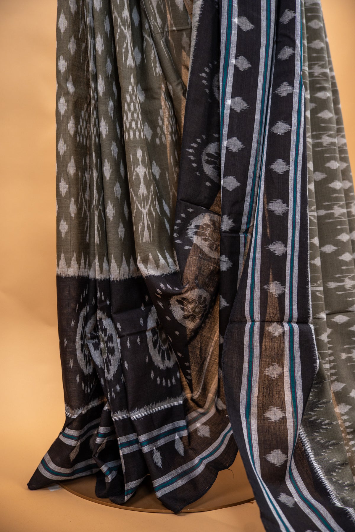 Sage Green Sambalpuri Cotton Saree | Atulya Karigari