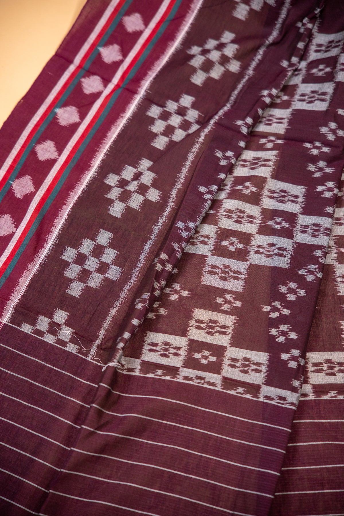 Olive Green Sambalpuri Cotton Saree | Atulya Karigari