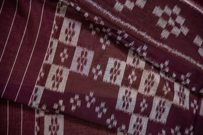 Olive Green Sambalpuri Cotton Saree | Atulya Karigari