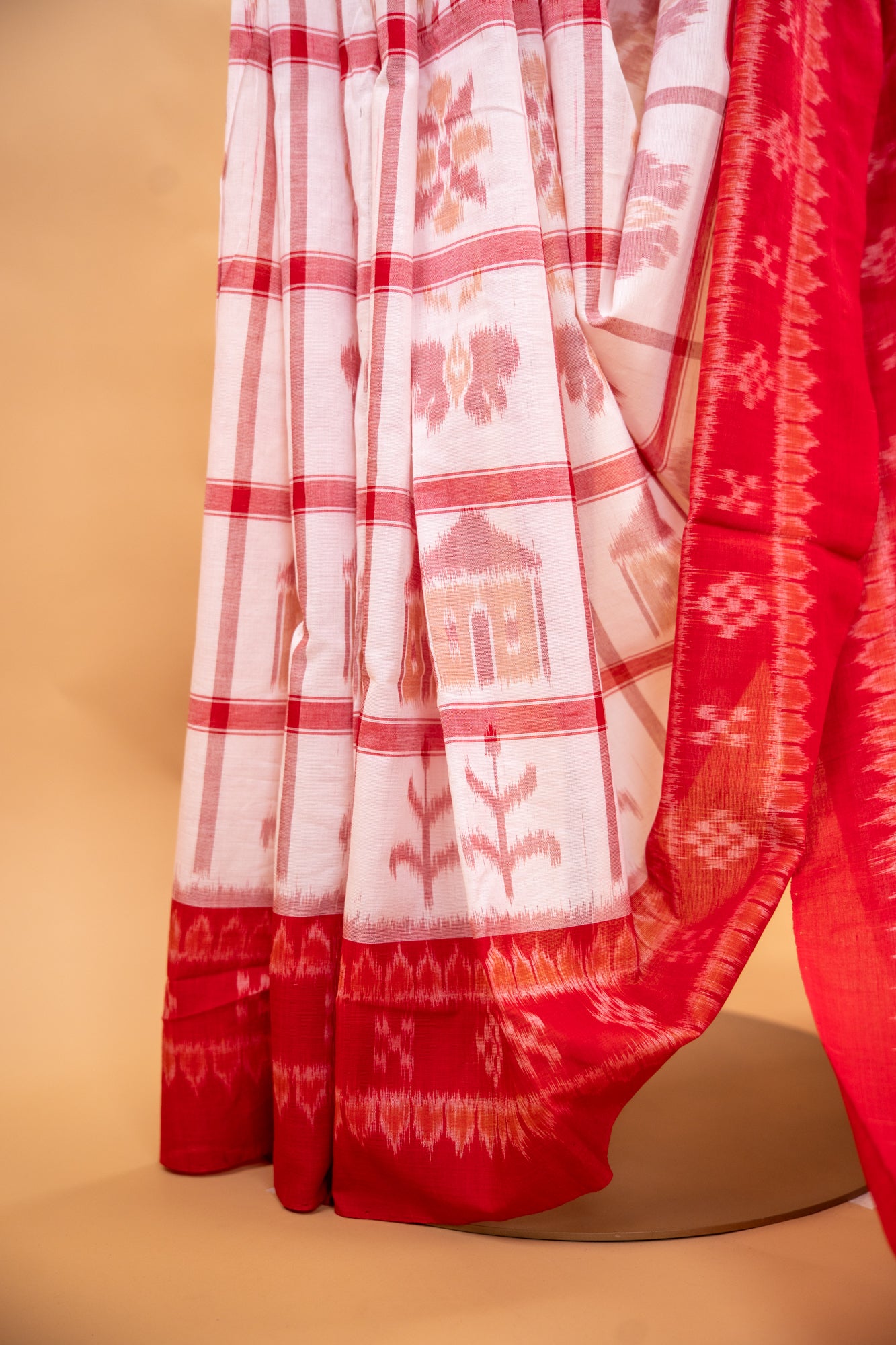Handwoven Sambalpuri Cotton Saree with Traditional Odisha Motifs