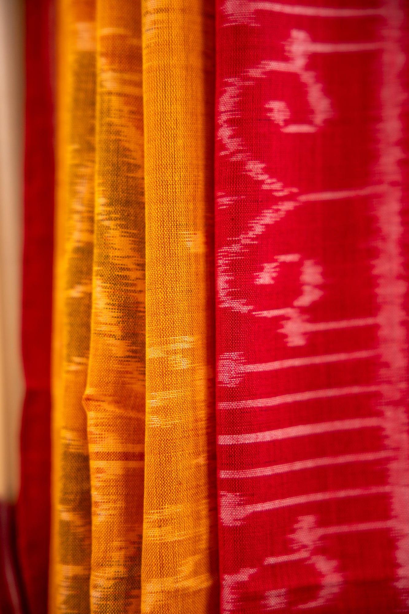 Handwoven Amber Gold Sambalpuri Cotton Saree with Traditional Temple Design