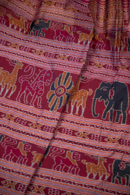 Handwoven Slate Grey Sambalpuri Cotton Saree with Lotus Bud Motifs