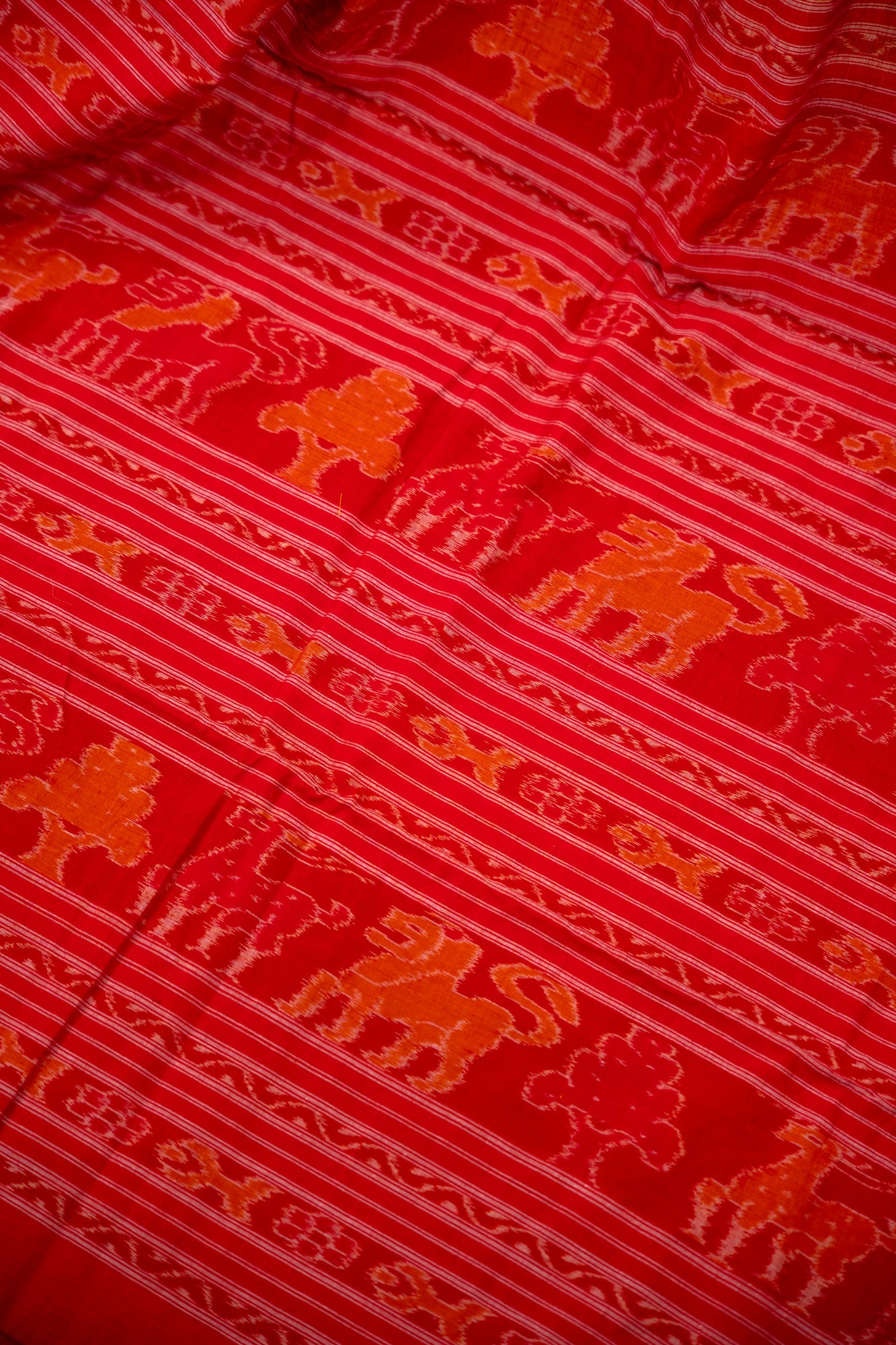 Mustard Yellow Sambalpuri Cotton Handloom Saree with Lotus Motifs | Atulyakarigari