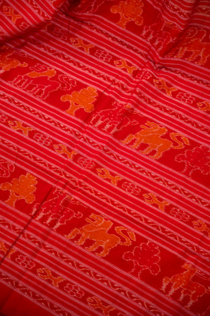 Mustard Yellow Sambalpuri Cotton Handloom Saree with Lotus Motifs | Atulyakarigari