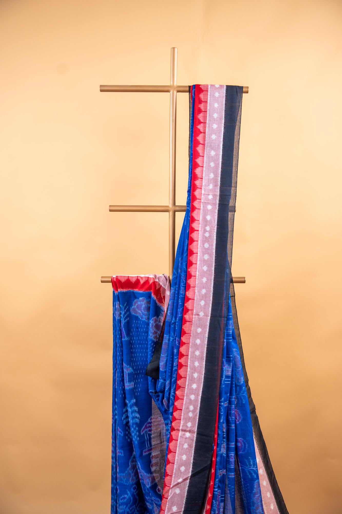 Royal Blue Sambalpuri Cotton Handloom Saree with Traditional Ikat Motifs | Atulyakarigari