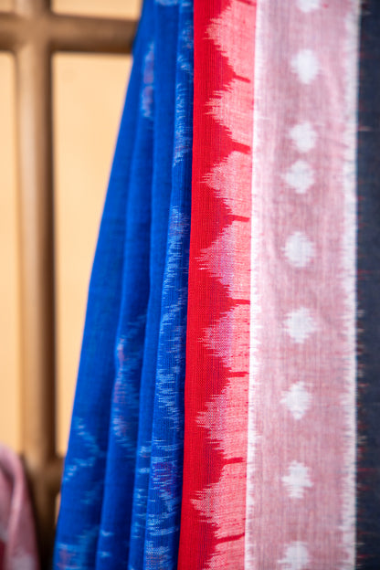 Royal Blue Sambalpuri Cotton Handloom Saree with Traditional Ikat Motifs | Atulyakarigari
