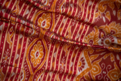 Royal Blue Khandua Silk Saree with Lotus & Elephant Ikat Motifs | Odisha Handloom