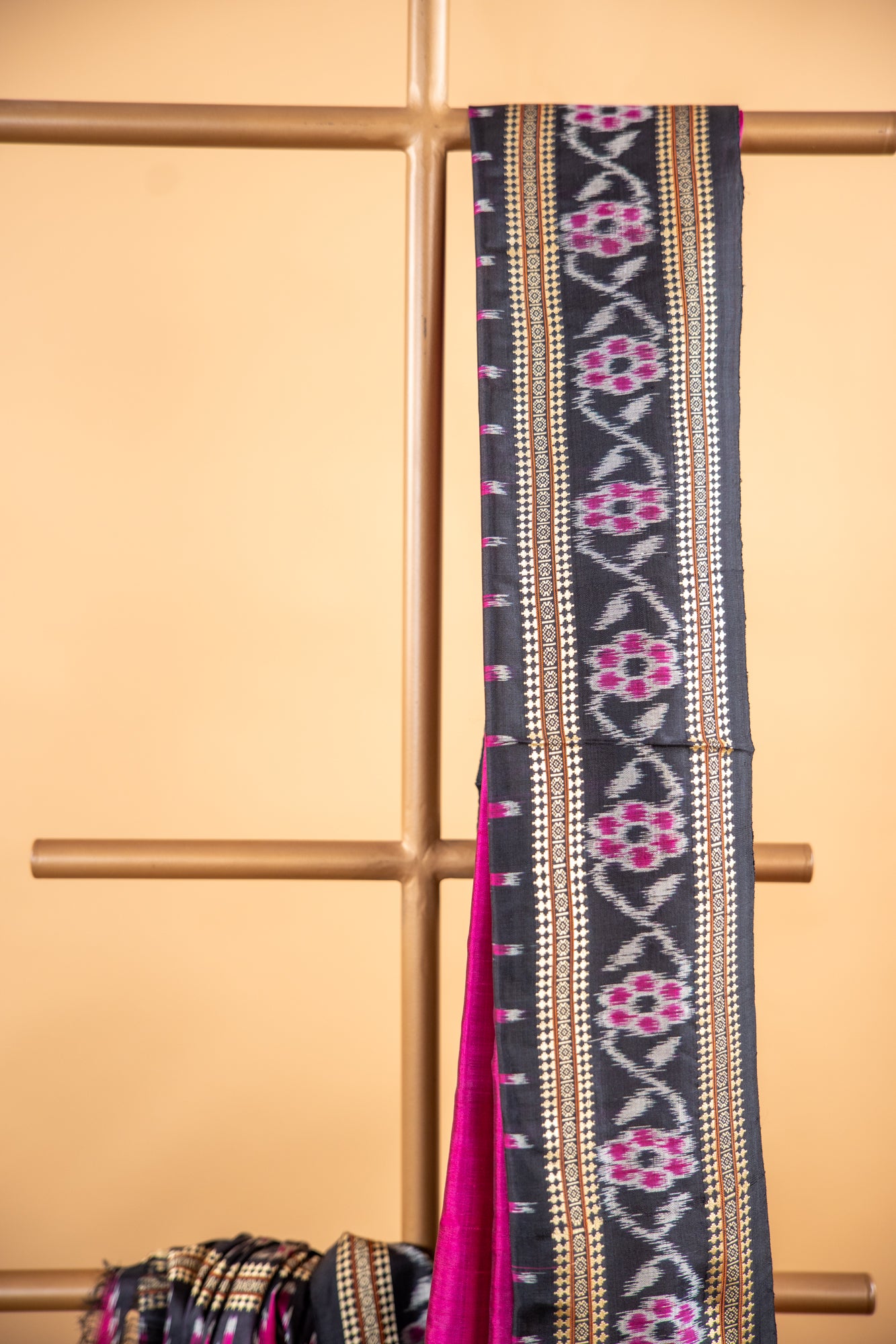 Magenta Pink Khandua Silk Saree with Narrative Ikat Border | Odisha Handloom