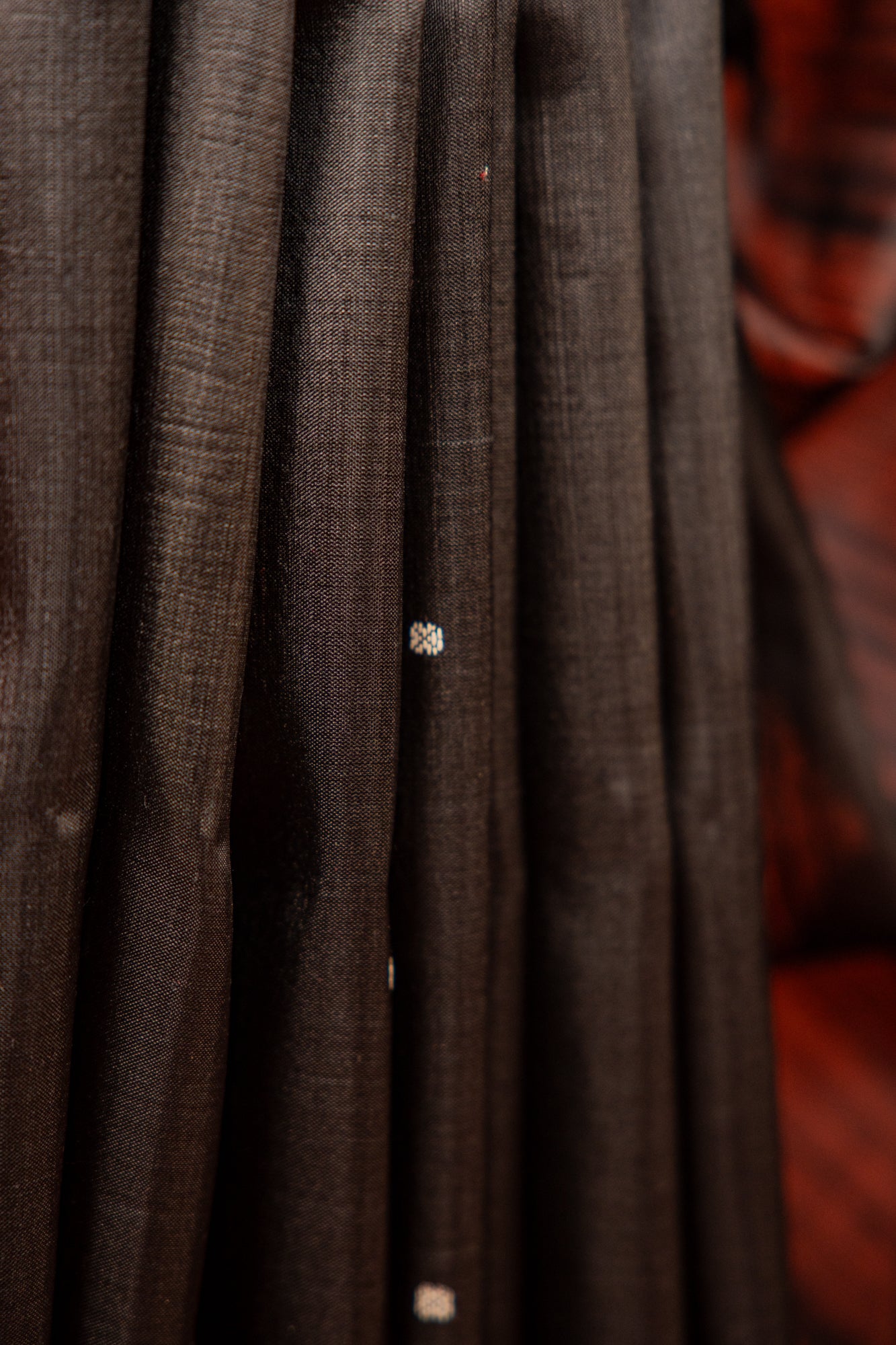 Black Khandua Silk Saree with Crimson Temple Border | Handwoven Odisha Saree