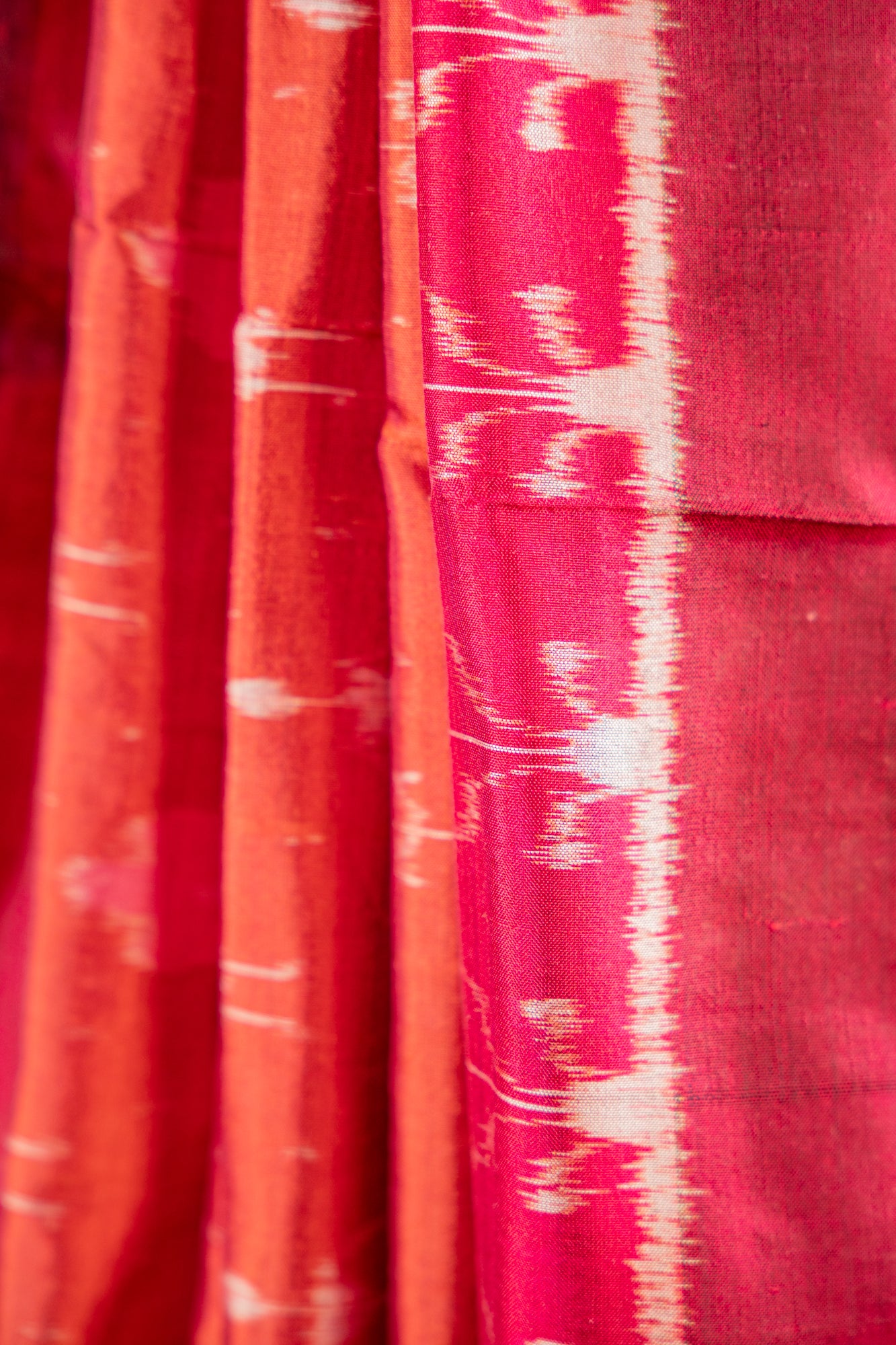 Crimson Red Khandua Silk Saree with Flame Teardrop Ikat Motifs | Odisha Handloom