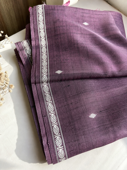 Pure Tussar Silk Dupatta in Dark Mauve | Handwoven Odisha Tie & Dye Dupatta