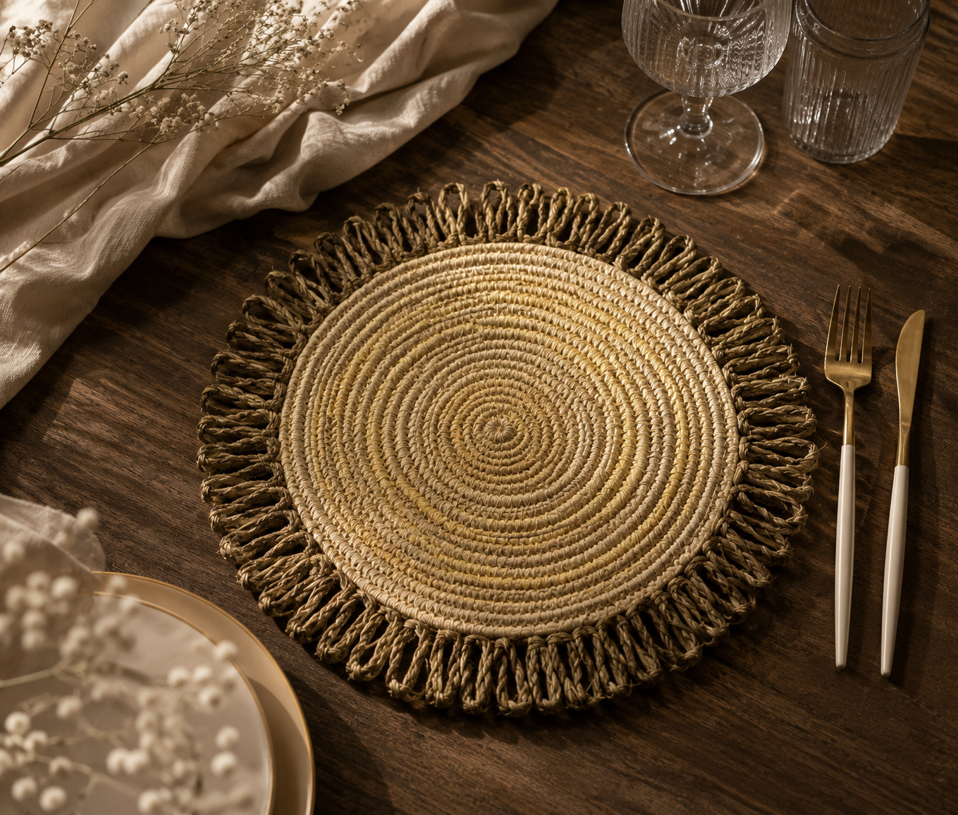 Table Mat With Jute Lacing