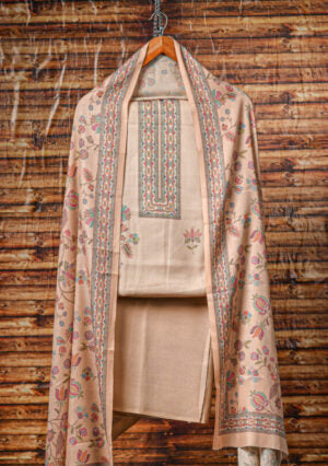 Pure Woolen Almond floral winter- Suit set