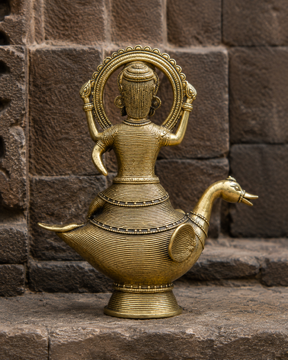 Dhokra Brass Saraswati Statue, Tribal Art Decor - view 2