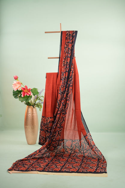 Black Botanical Vine Mul Mul Cotton Saree