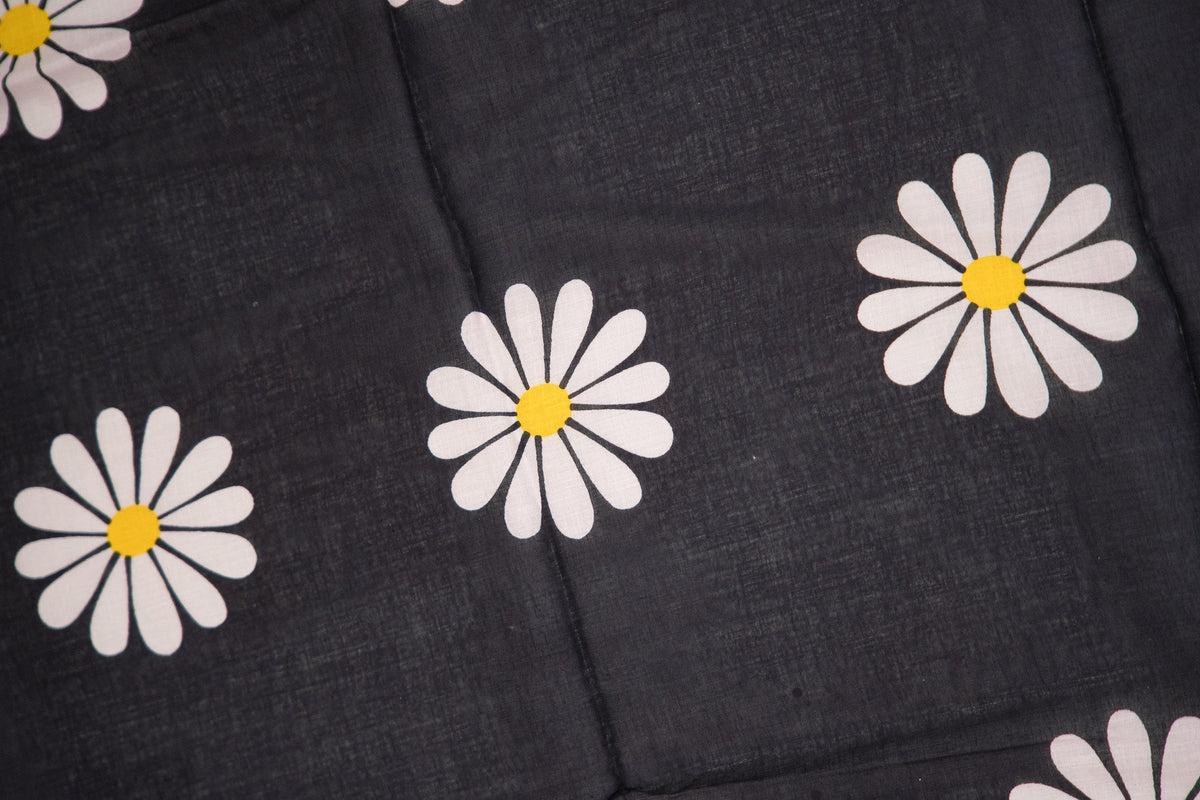 Black Daisy Floral Mul Mul Cotton Saree