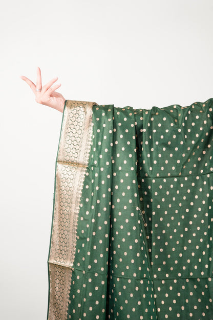 Bottle Green Gold Booti Banarasi Dupatta