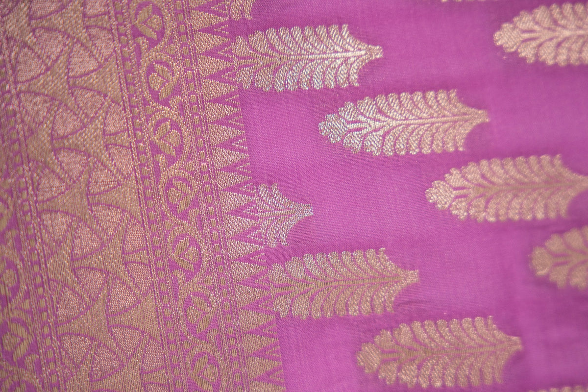 Bright Violet Leaf Booti Banarasi Dupatta