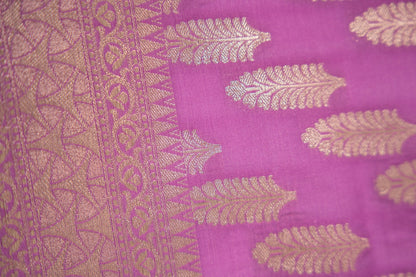Bright Violet Leaf Booti Banarasi Dupatta