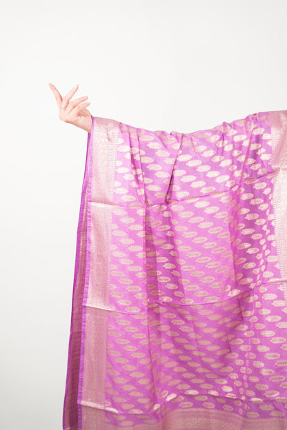 Bright Violet Leaf Booti Banarasi Dupatta