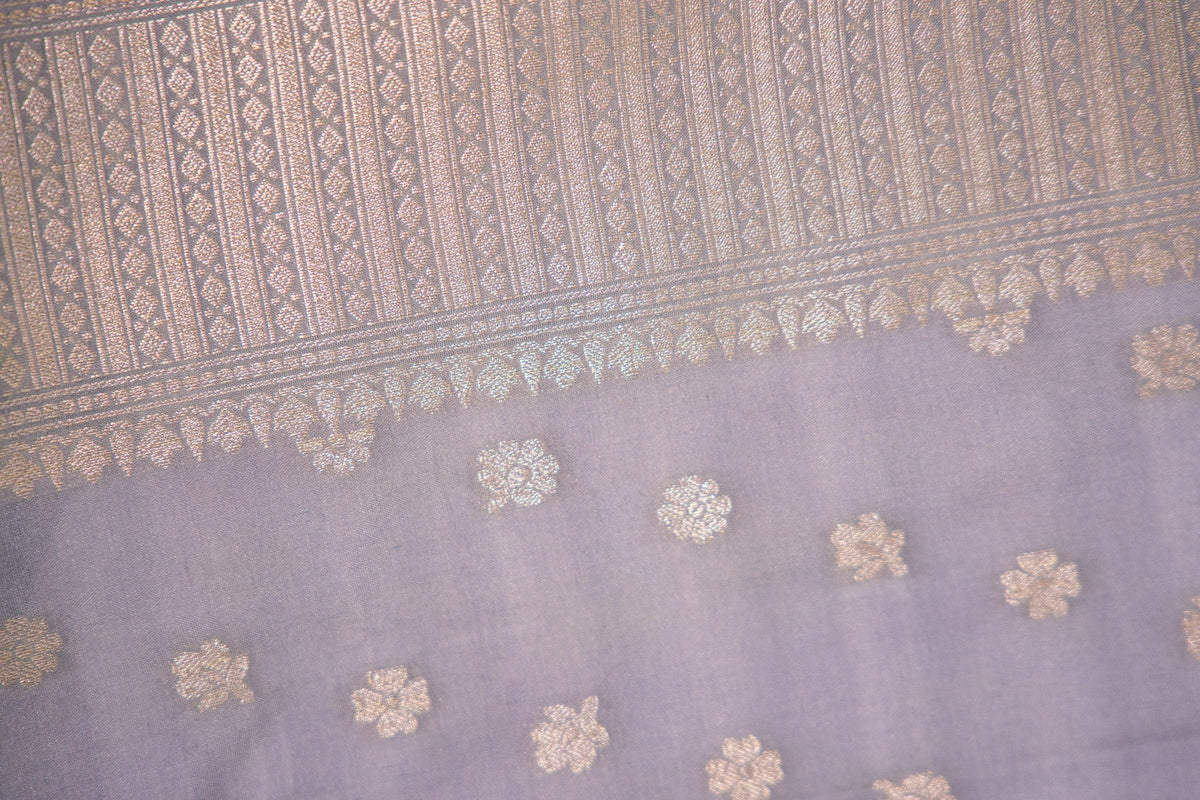 Charcoal Grey Floral Zari Banarasi Dupatta