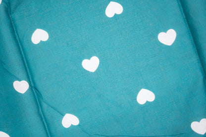 Dark Green Heart Print Mul Mul Cotton Saree