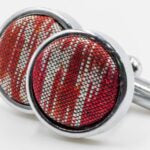 Maroon Ikat Tie and Cufflink Set