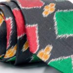 Red-Green Ikat Tie and Cufflink Set