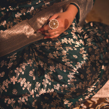 Banarsi Saree Green -Hand woven