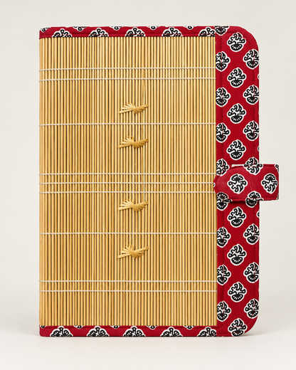 Handmade Golden Grass File Folder in Red | Atulya Karigari