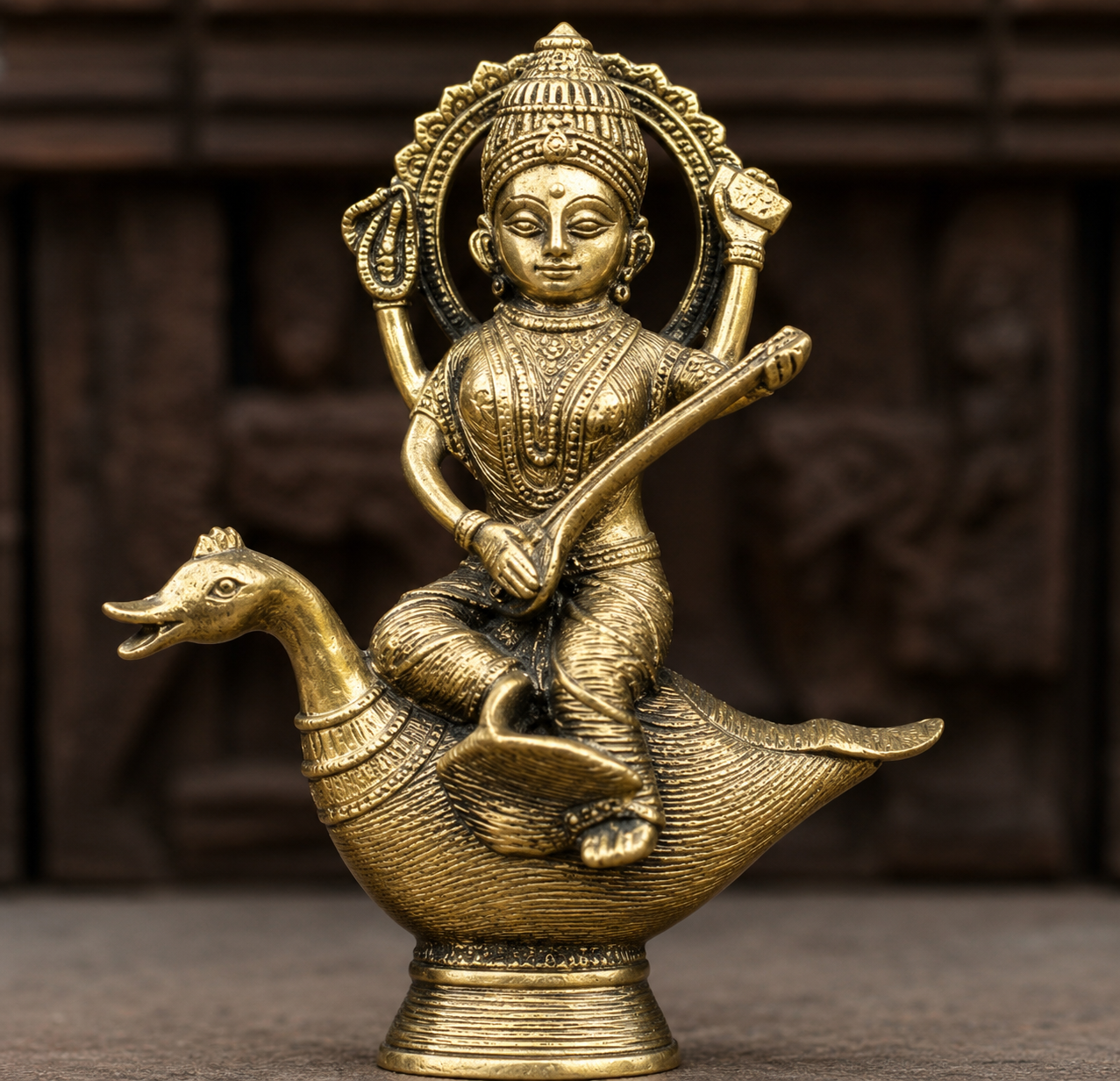 Dhokra Brass Saraswati Statue, Tribal Art Decor