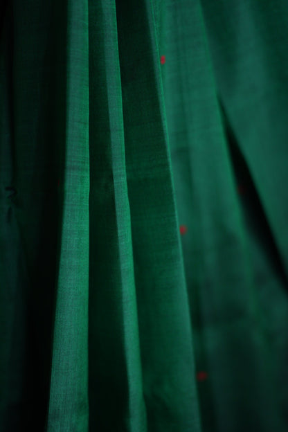 Emerald Green with Maroon Border Khandua Silk Saree