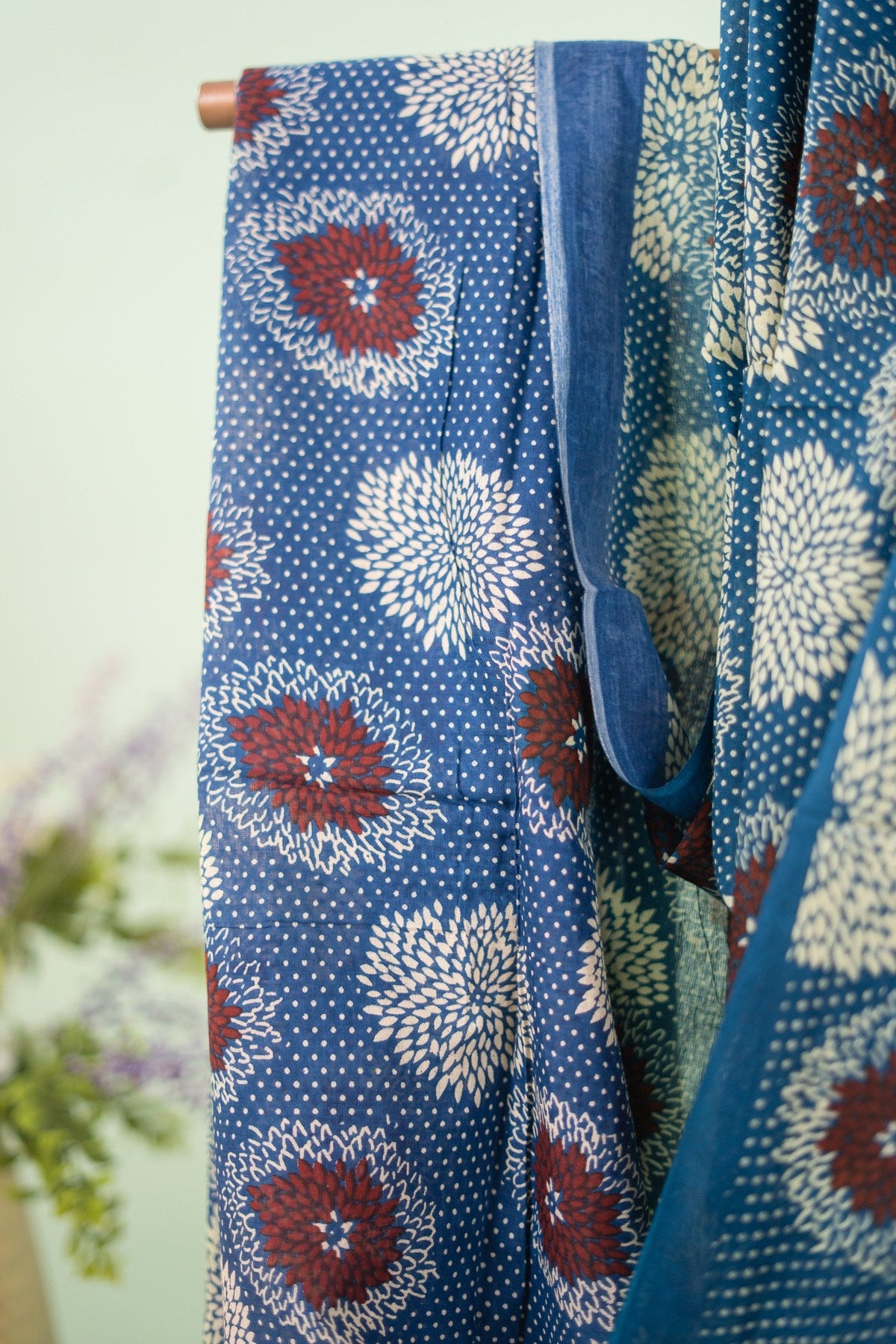 Indigo Dahlia Polka Dot Mul Mul Cotton Saree
